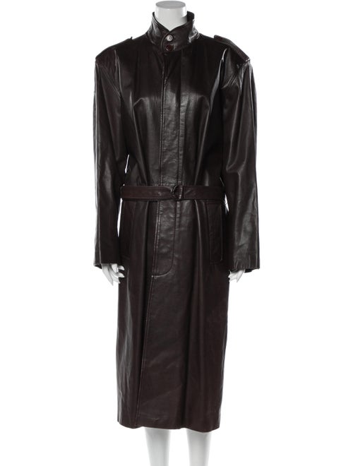 Yves Saint Laurent Leather Trench Coat Brown