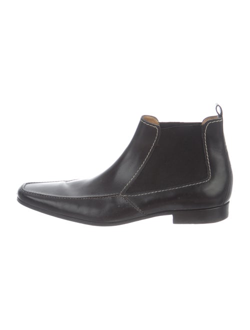 Yves Saint Laurent Leather Square-Toe Ankle Boots