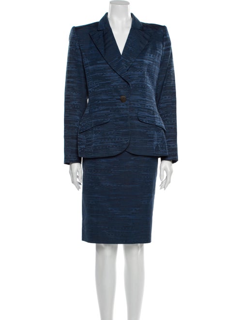 Yves Saint Laurent Printed Skirt Suit Blue