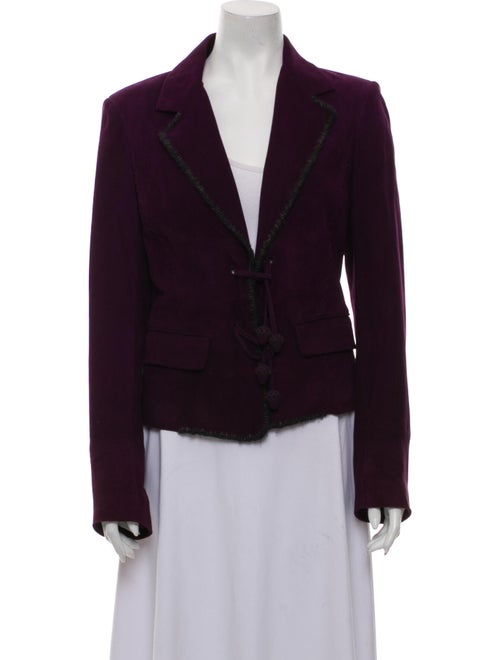 Yves Saint Laurent Leather Blazer Purple