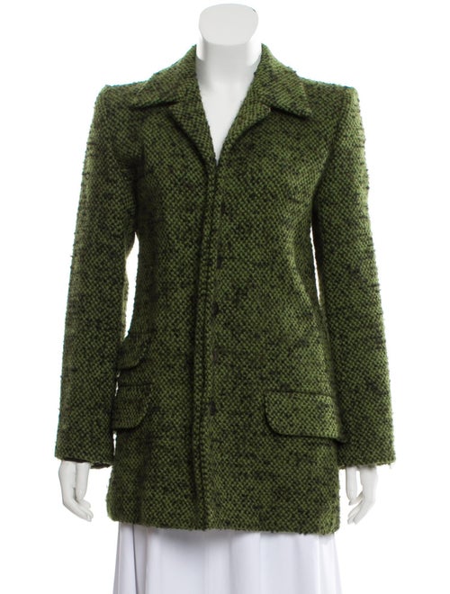 Yves Saint Laurent Wool Bouclé Coat Green