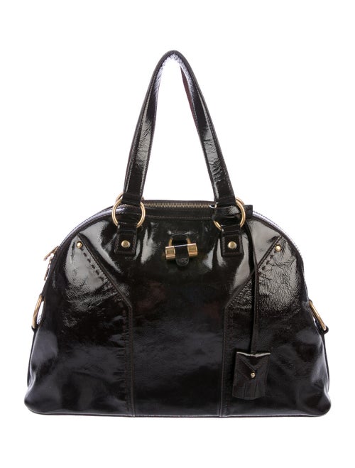 Yves Saint Laurent Patent Leather Muse Bag Brown