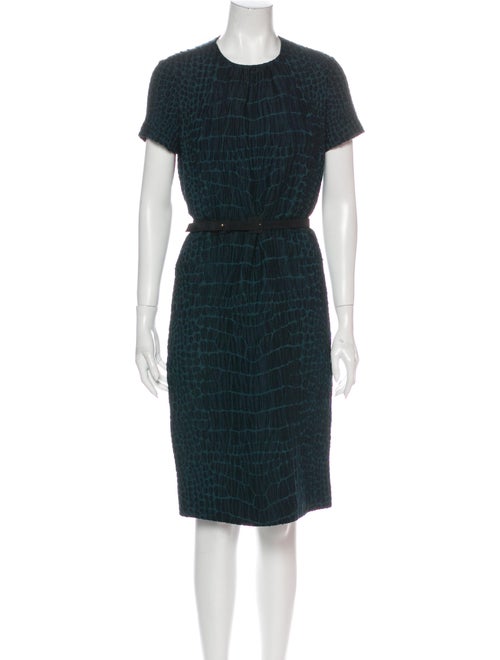 Yves Saint Laurent Alpaca Midi Length Dress Blue