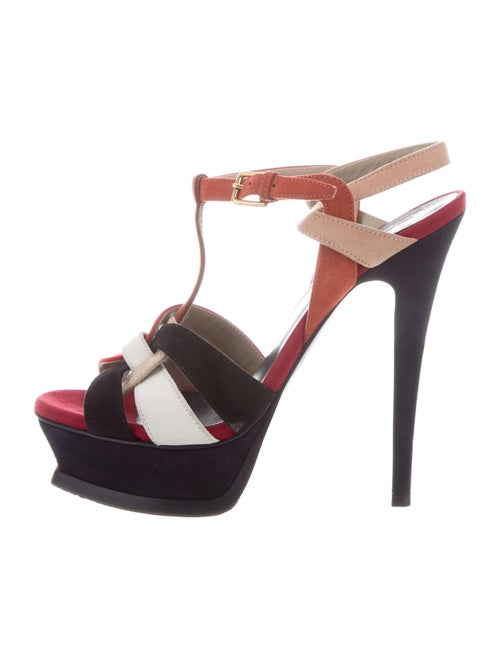 Yves Saint Laurent Tribute Suede T-Strap Sandals R