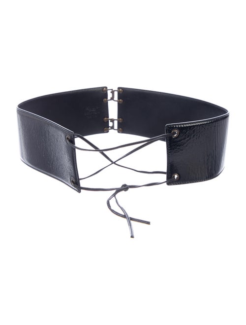 Yves Saint Laurent Patent Leather Waist Belt Black