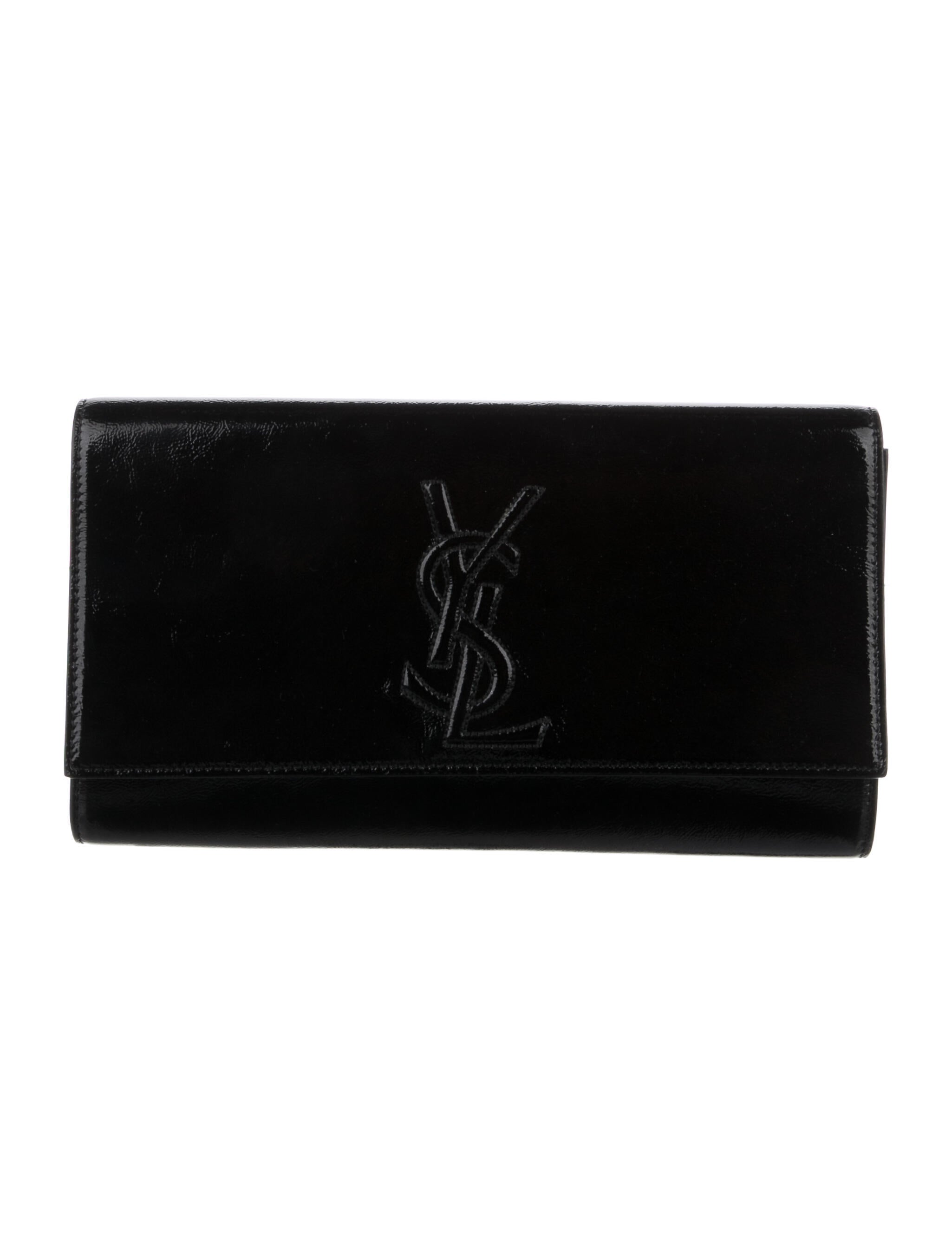 Yves Saint Laurent Patent Leather Clutch Black Clutches, Handbags