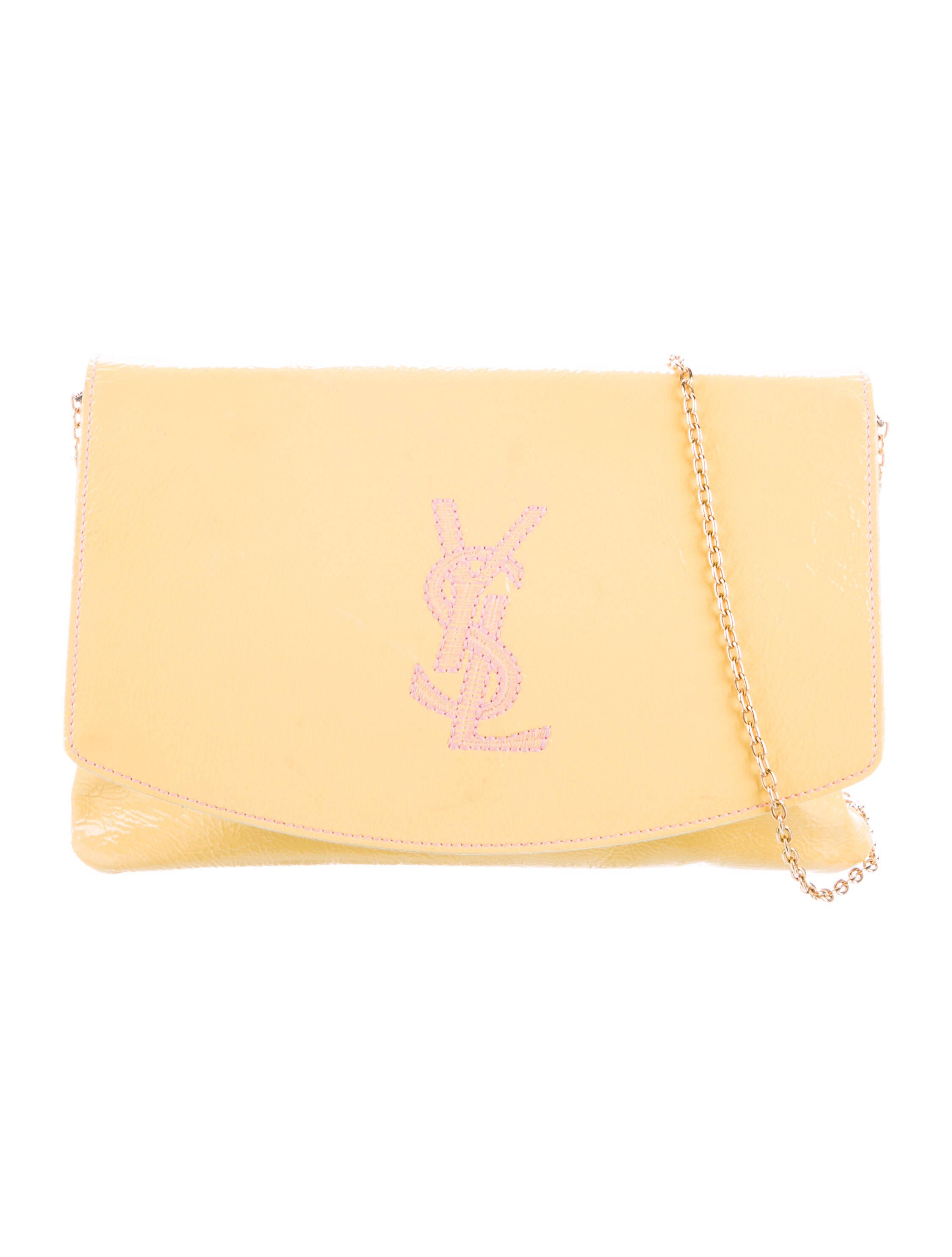 Yves Saint Laurent Patent Leather ChainLink Crossbody Bag Yellow