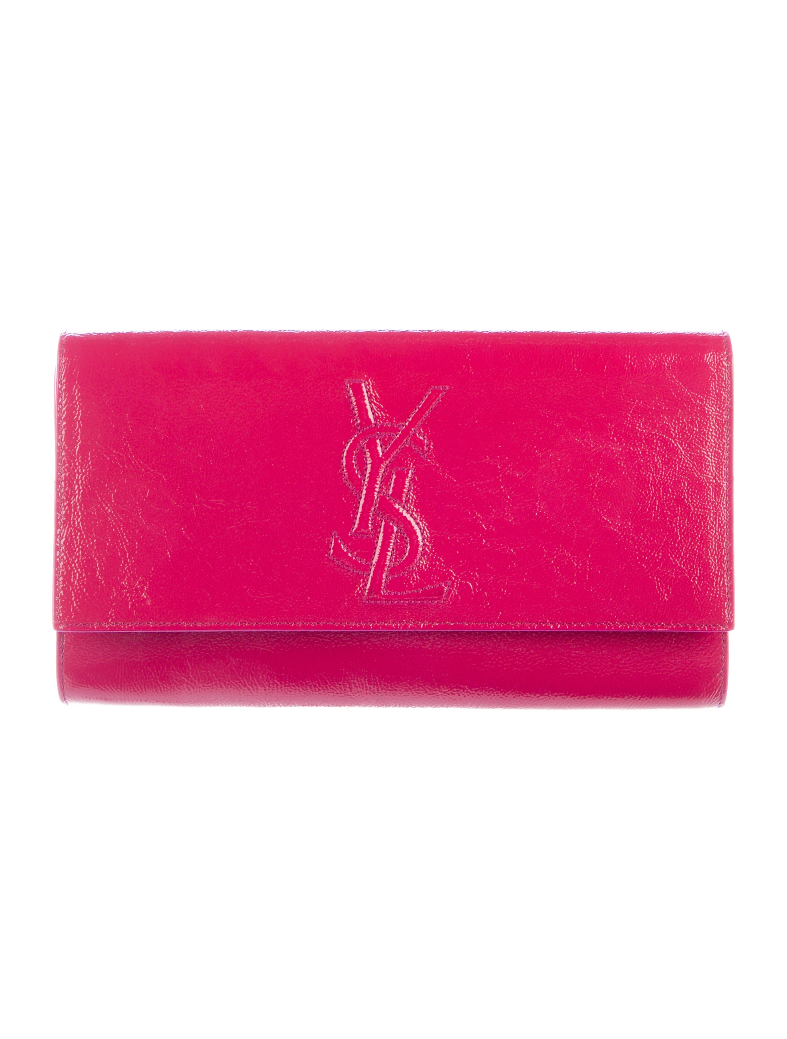Yves Saint Laurent Patent Leather Large Belle De Jour Pink Clutches