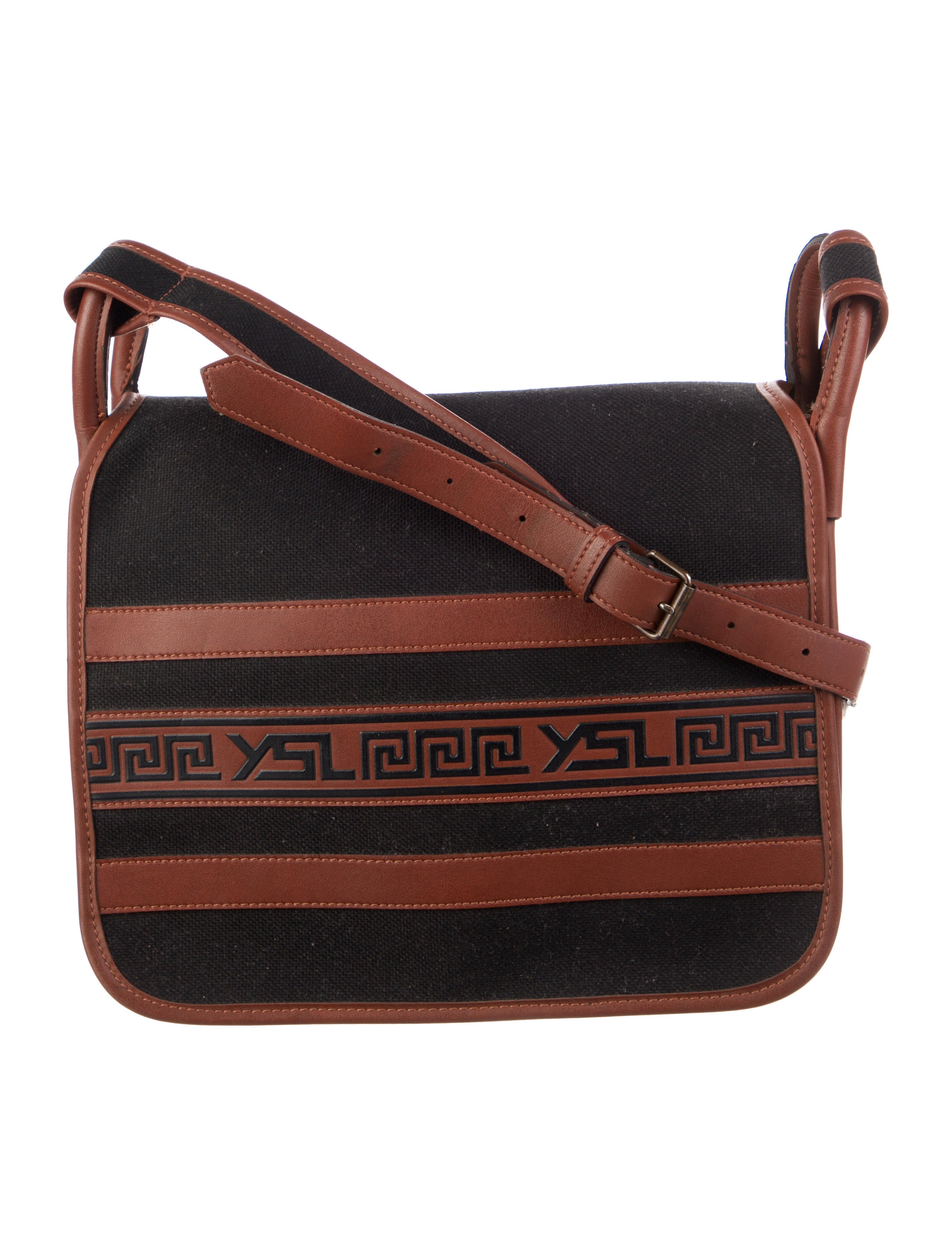 Yves Saint Laurent Canvas Shoulder Bag Black Crossbody Bags, Handbags