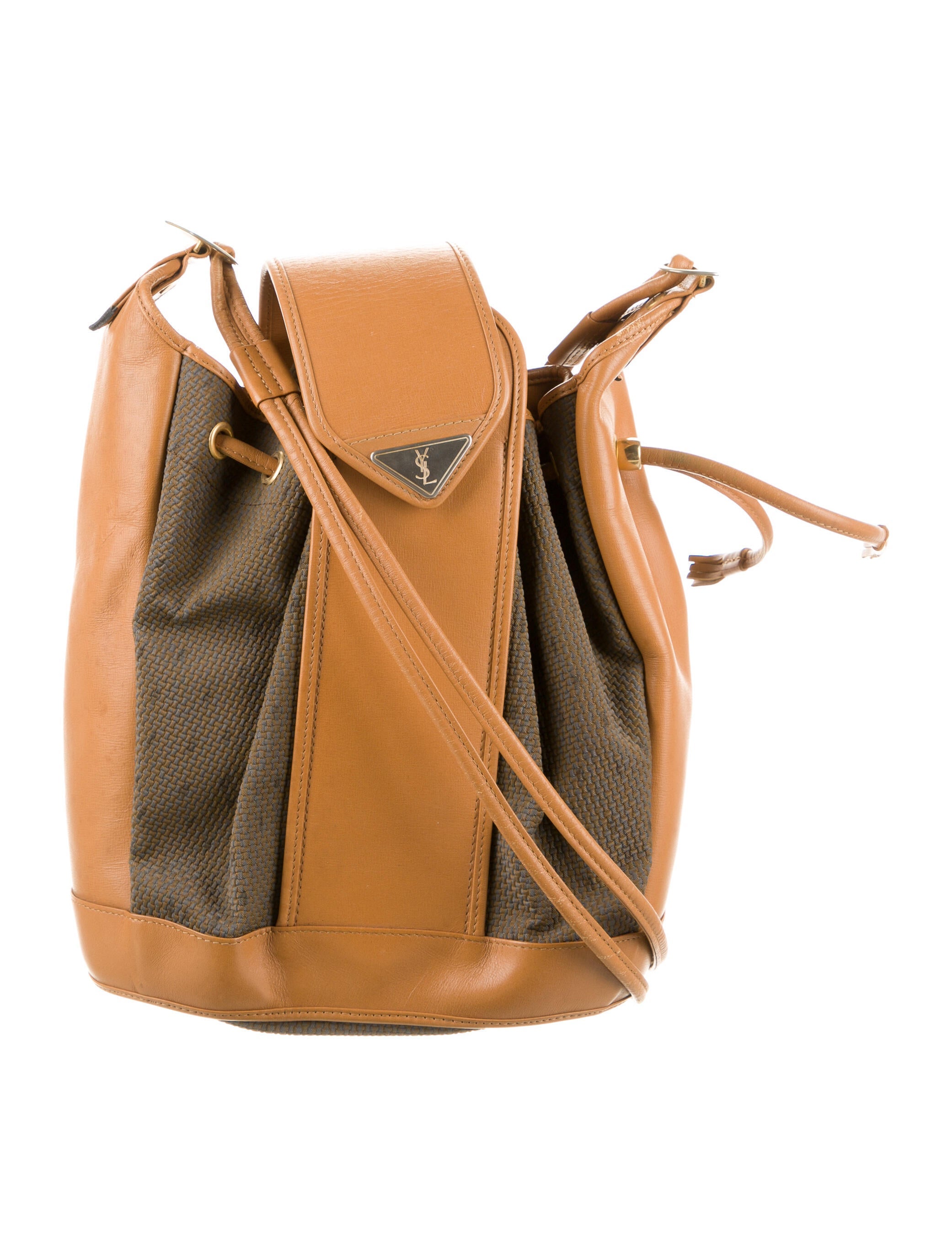 Yves Saint Laurent Leather Bucket Bag Brown Bucket Bags, Handbags