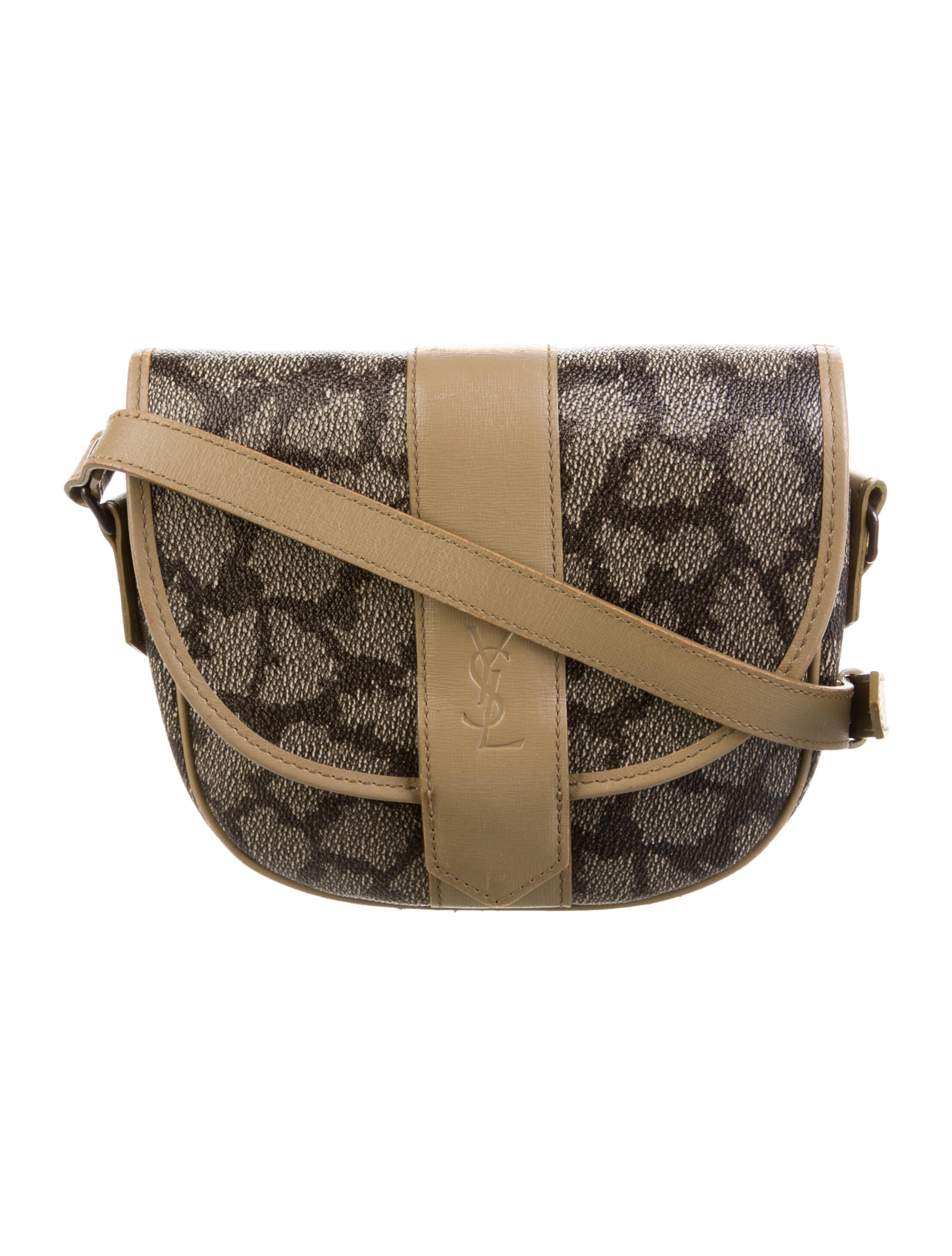 Yves Saint Laurent Printed Coated Canvas Crossbody Bag Black