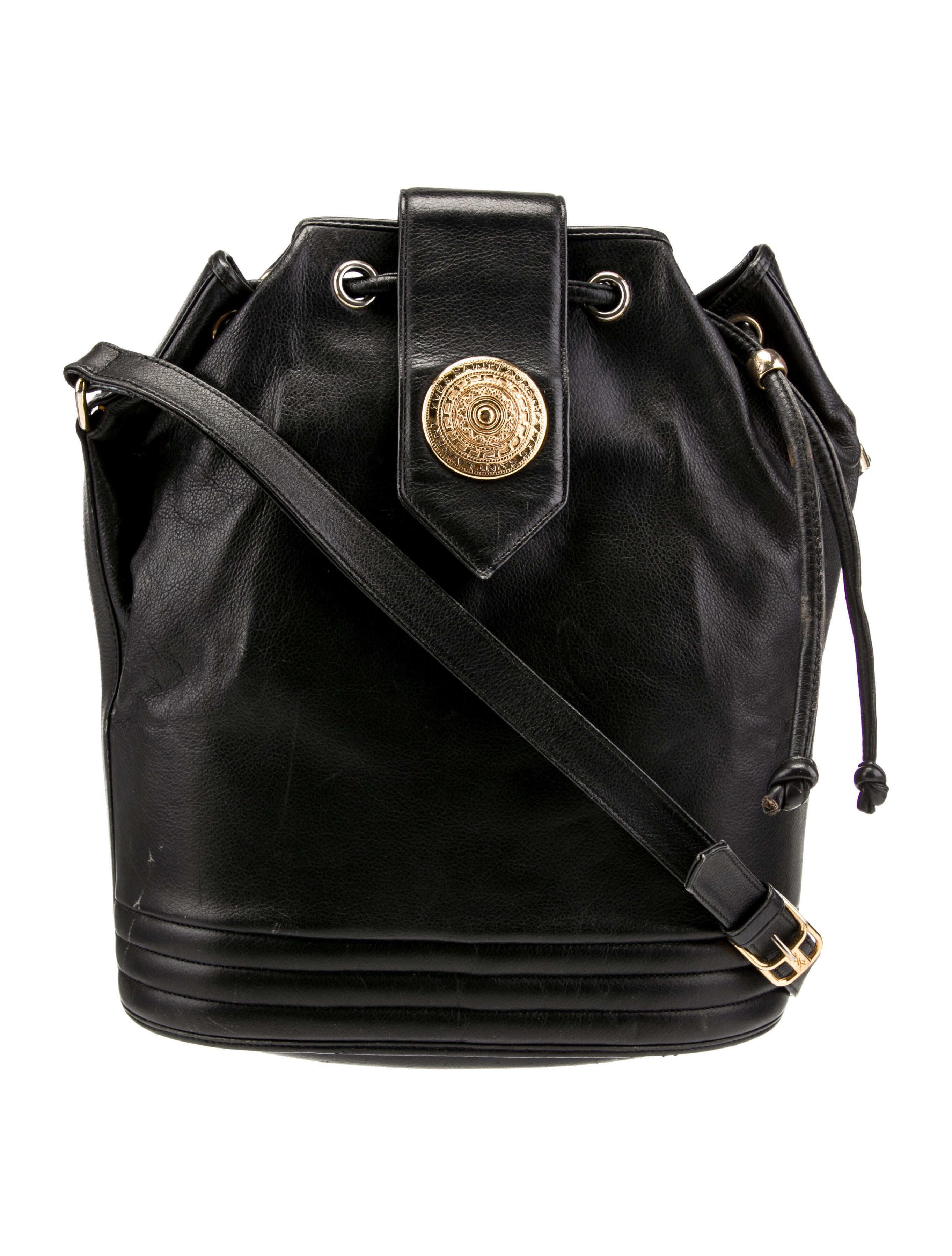 Yves Saint Laurent Vintage Leather Bucket Bag Black Bucket Bags