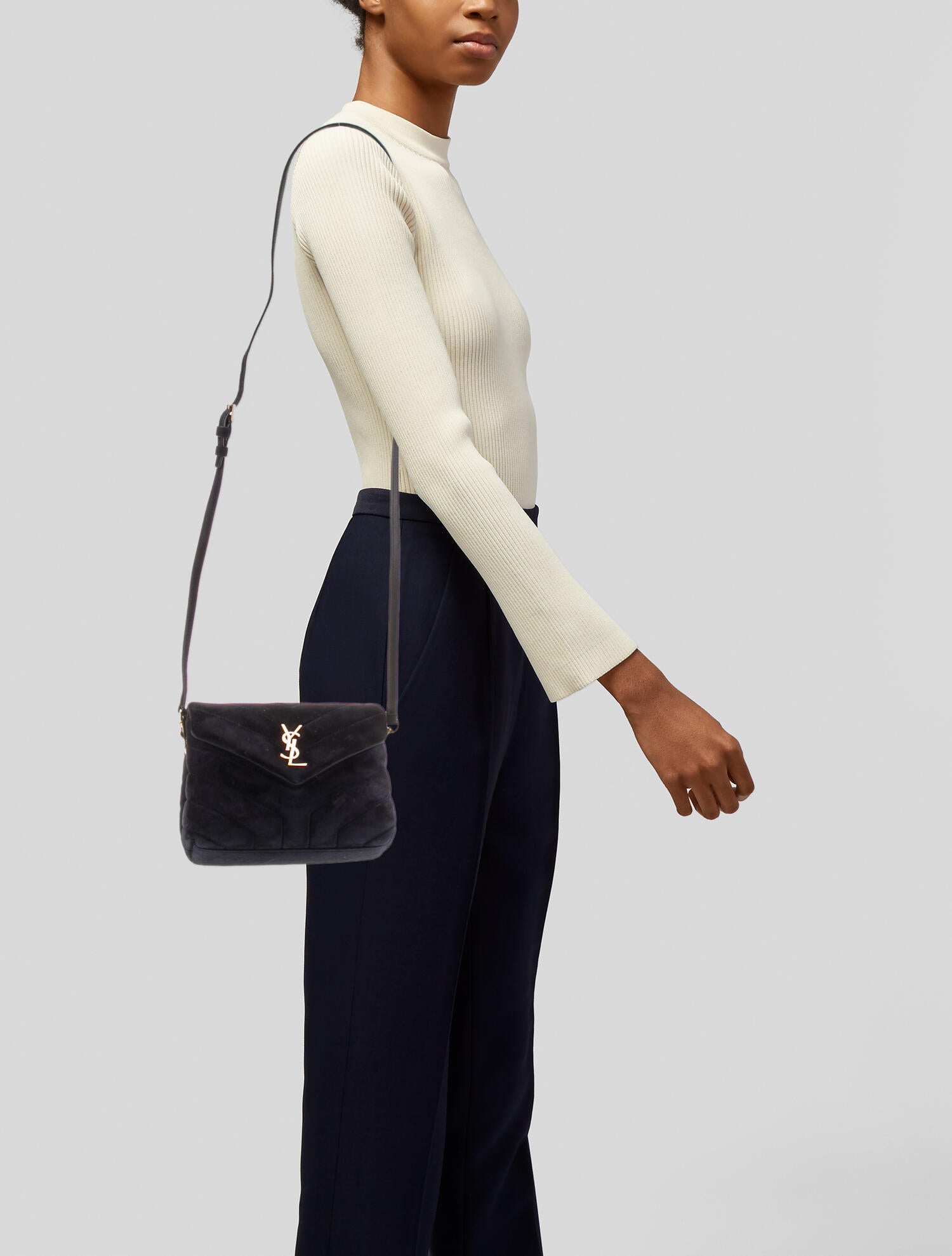 Saint Laurent Toy Monogram Matelasse LouLou Bag Black Crossbody Bags