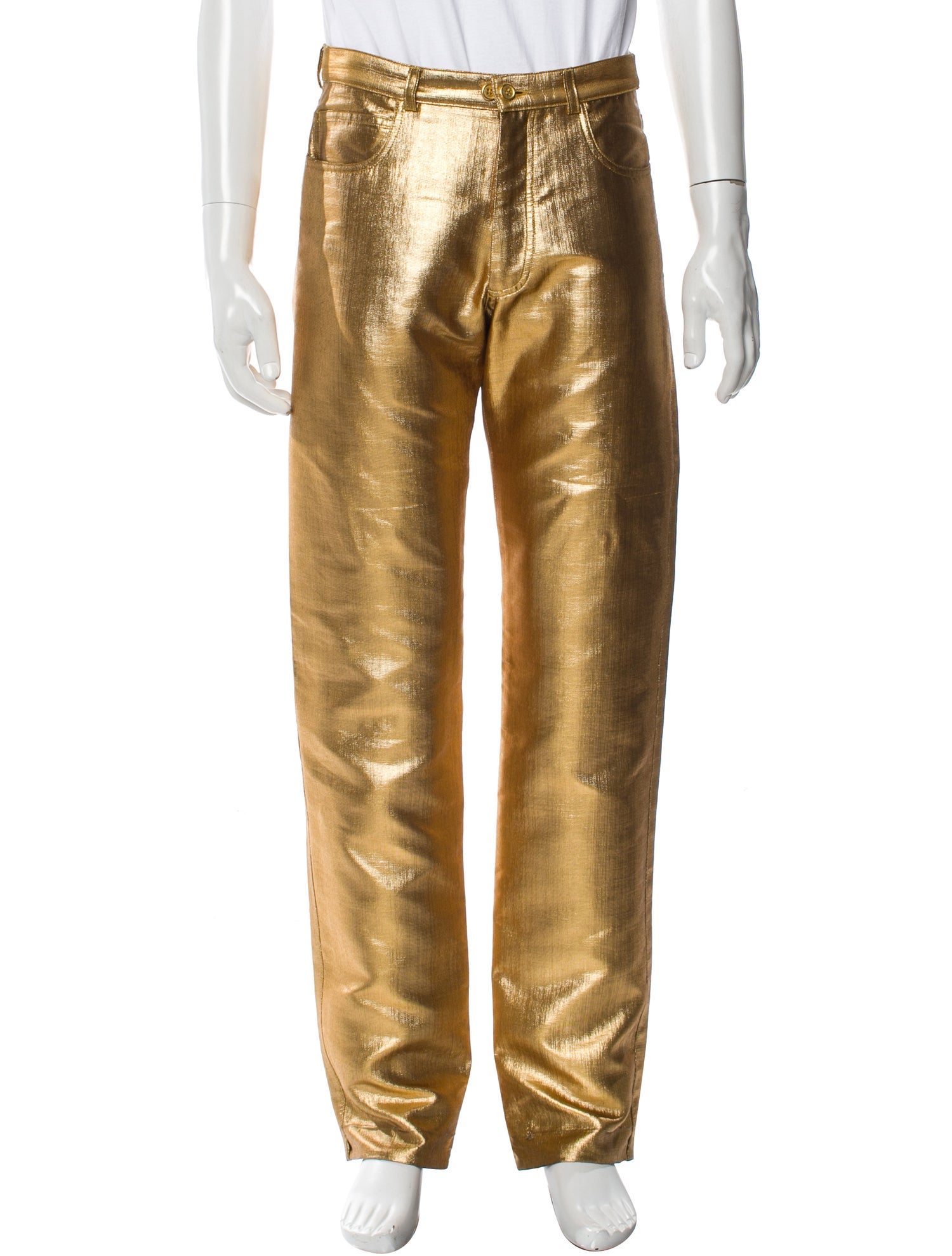 Yves Saint Laurent rive gauche シルクパンツ Yves Saint Laurent Rive Gauche Vintage Pants - Gold, 10.25