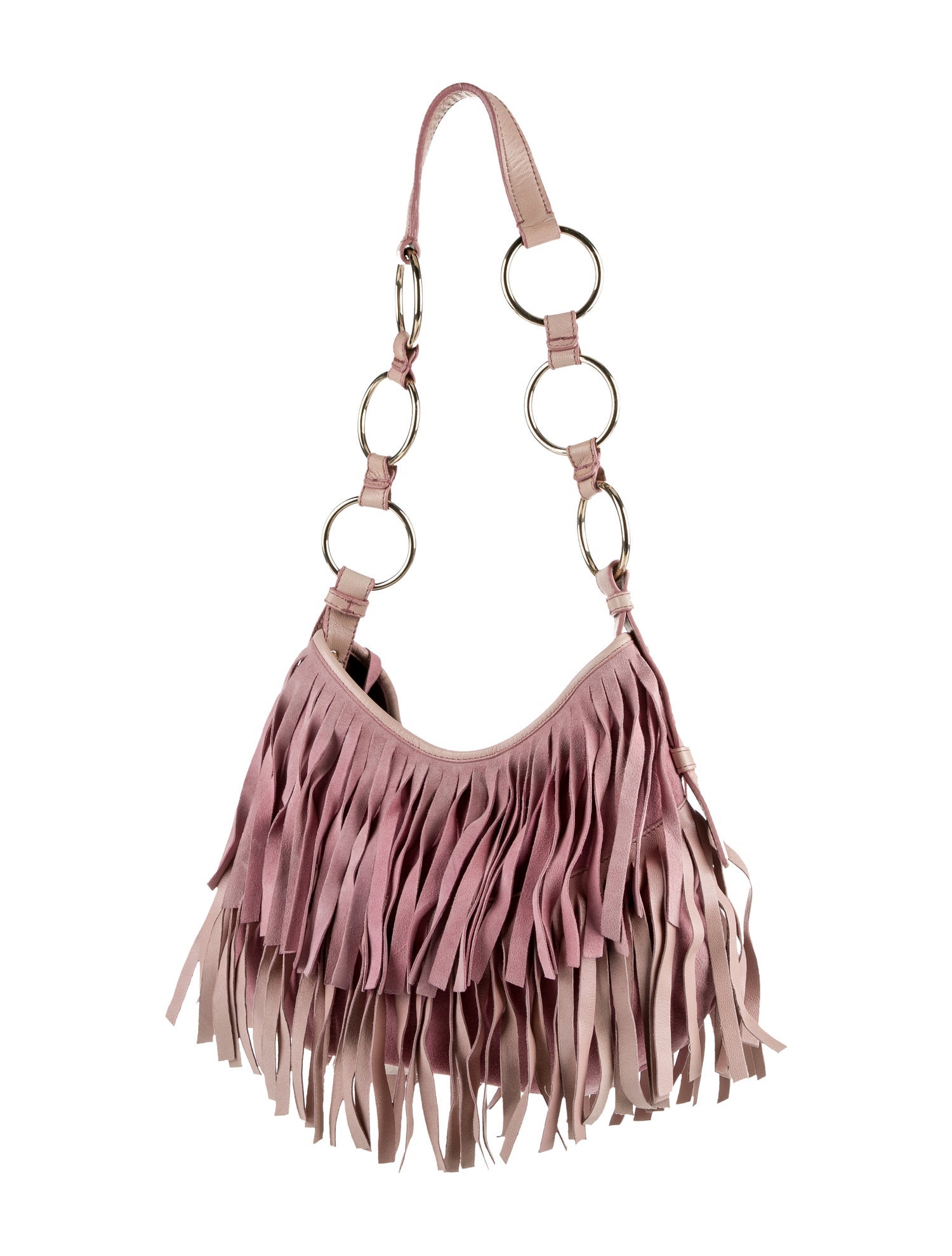 Yves Saint Laurent Rive Gauche Suede Fringe-Trimmed Shoulder Bag