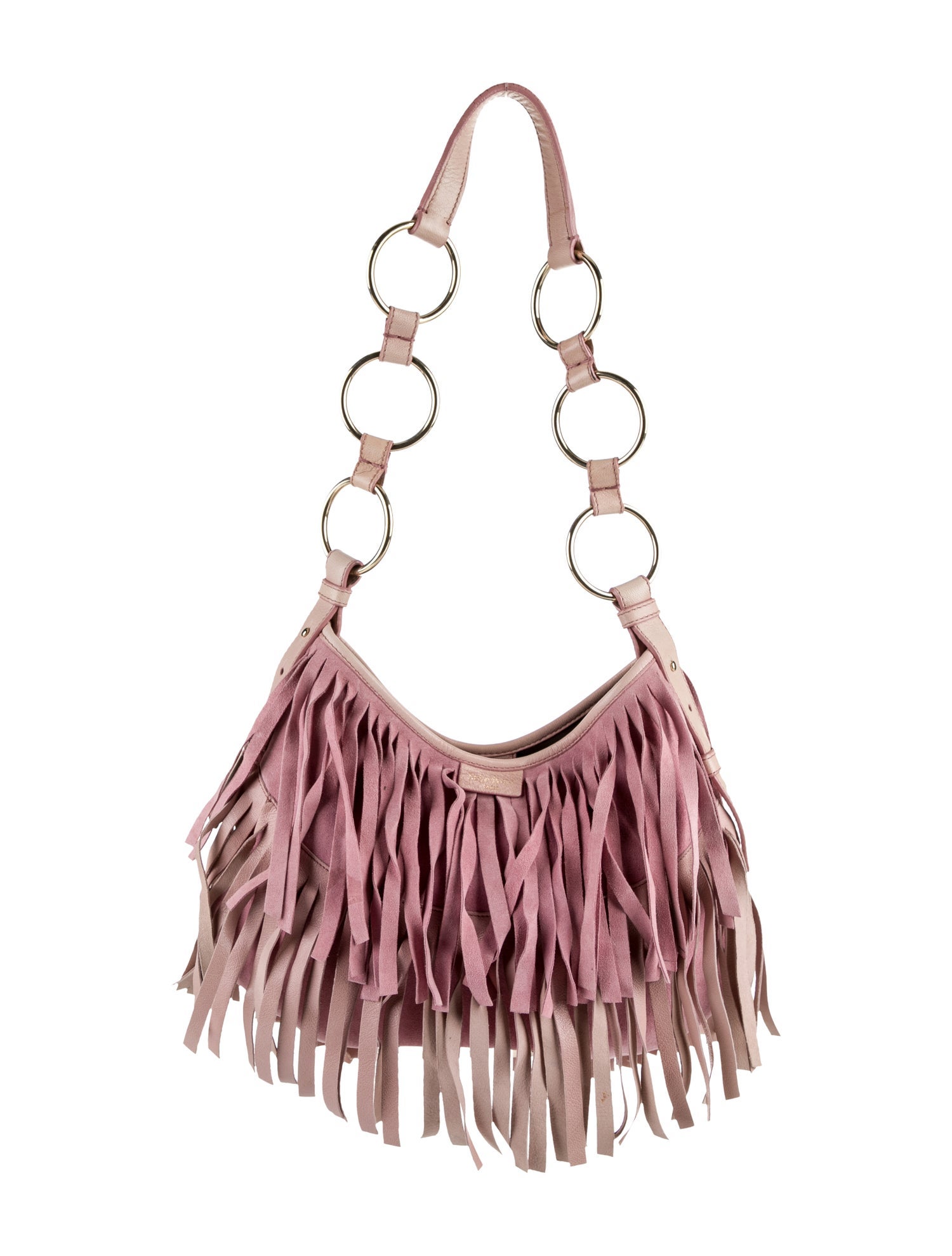Yves Saint Laurent Rive Gauche Suede Fringe-Trimmed Shoulder Bag