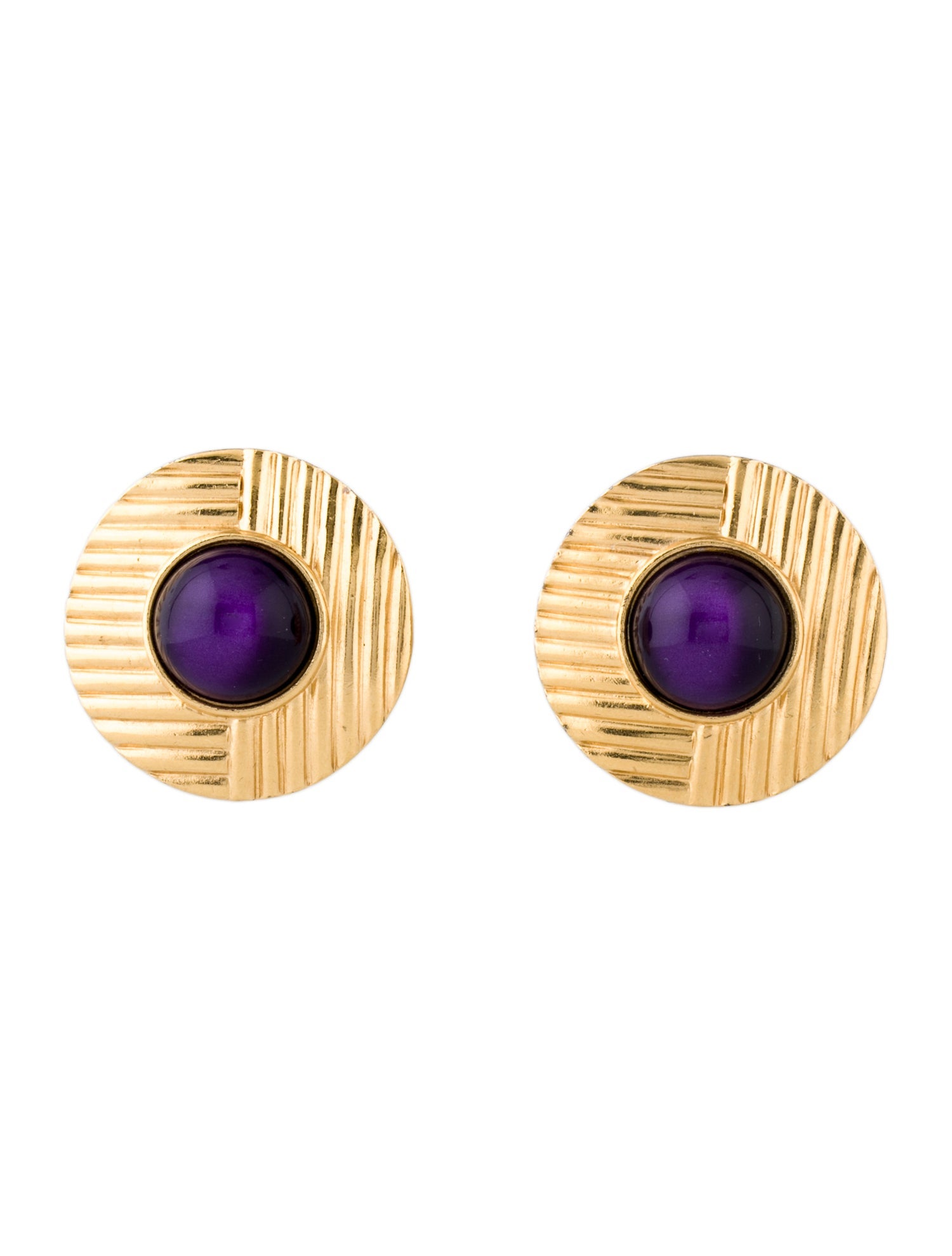 Yves Saint Laurent Vintage ClipOn Earrings Purple, Brass ClipOn