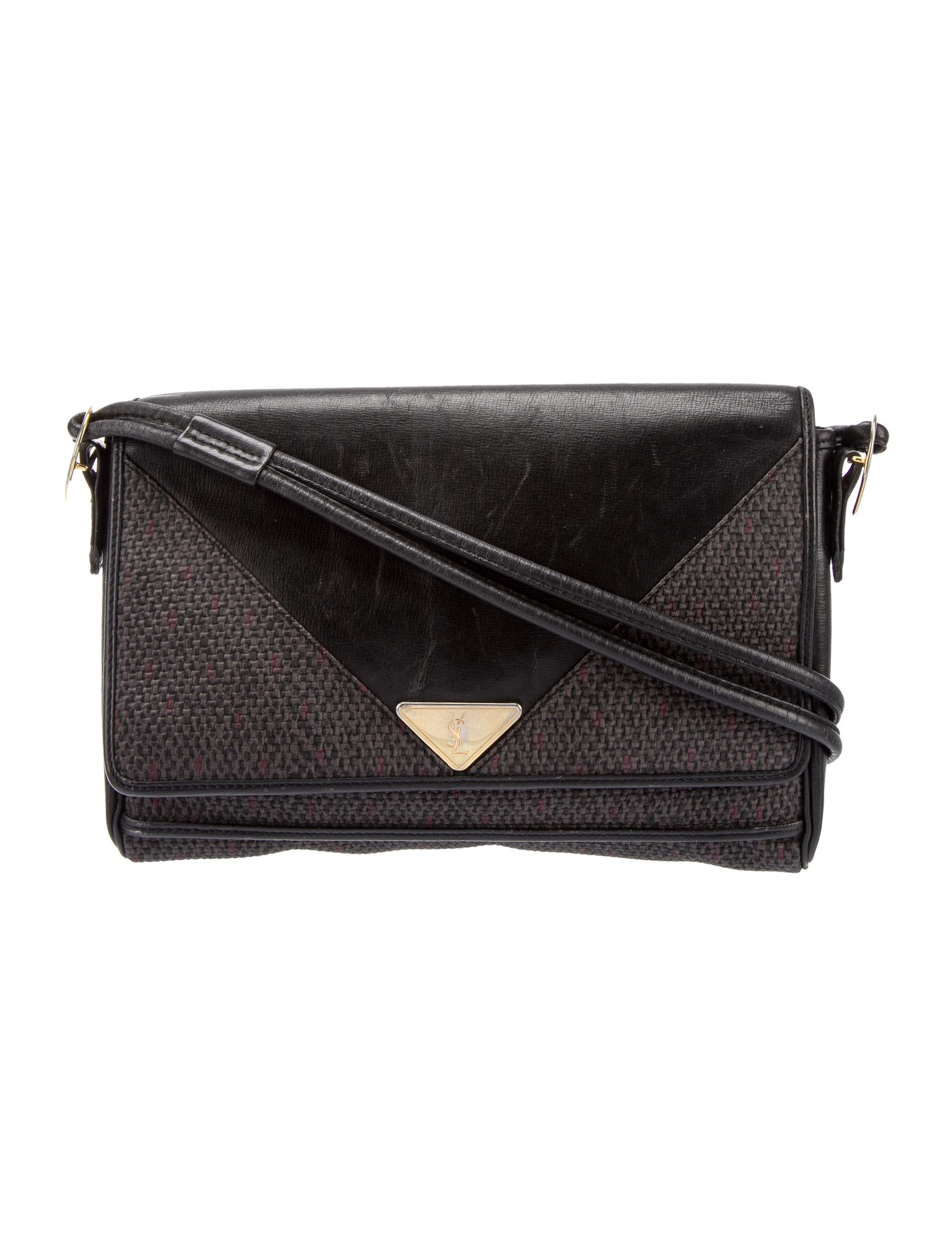 Yves Saint Laurent Vintage Leather Trimmed Crossbody Bag Purple