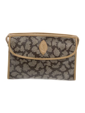 Yves Saint Laurent Coated Canvas Leather Trimmed Clutch