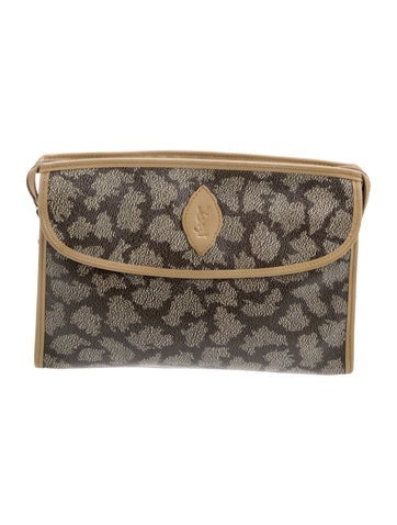 Yves Saint Laurent Clutches Coated Canvas Leather Trimmed Clutch