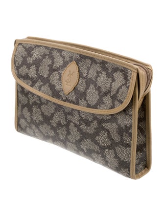 Yves Saint Laurent Coated Canvas Leather Trimmed Clutch