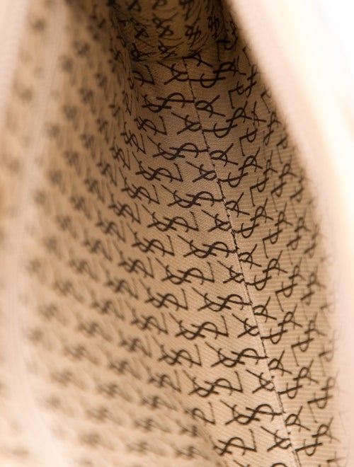 Yves Saint Laurent Coated Canvas Leather Trimmed Clutch