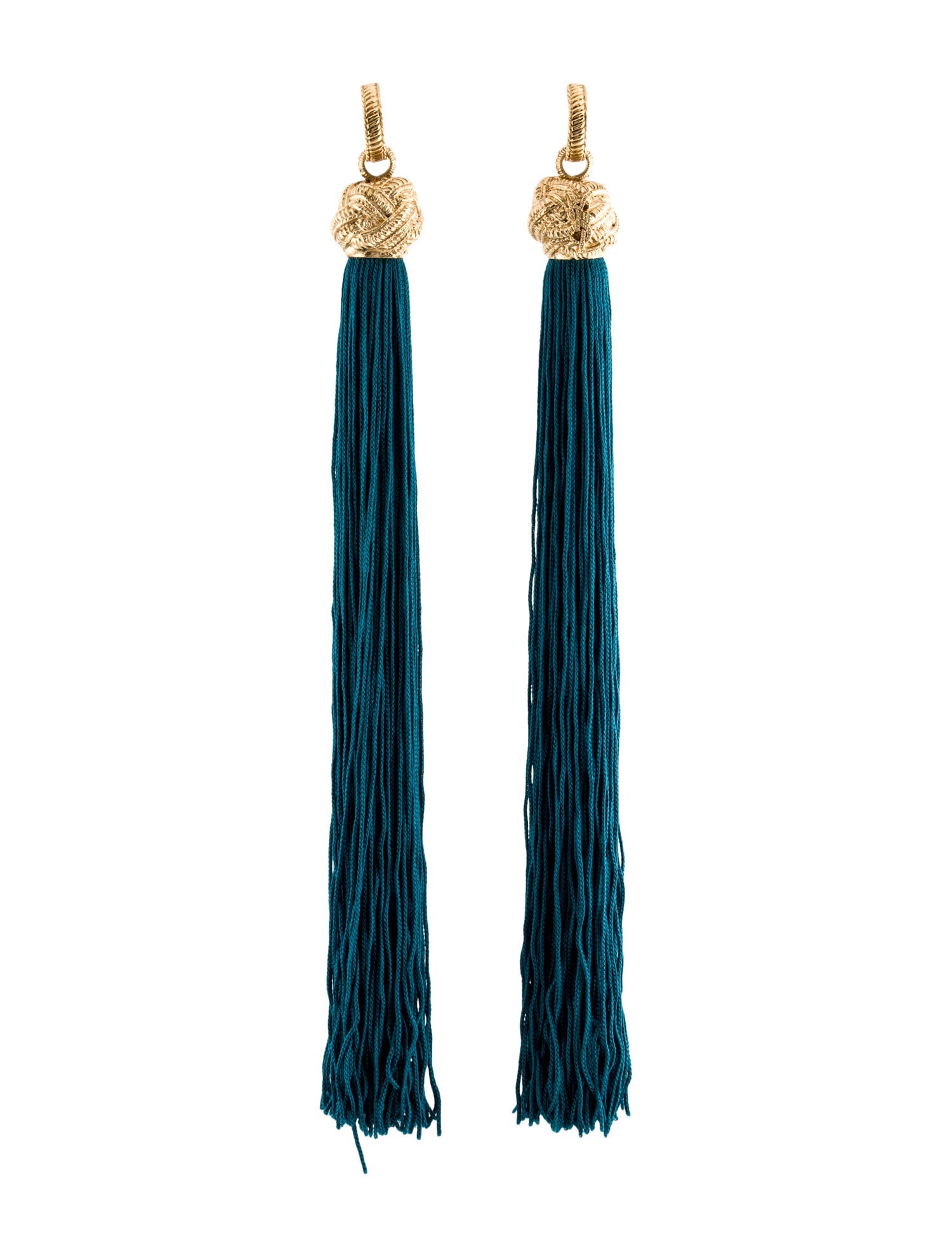 Yves Saint Laurent Loulou Tassel ClipOn Earrings Green, GoldTone