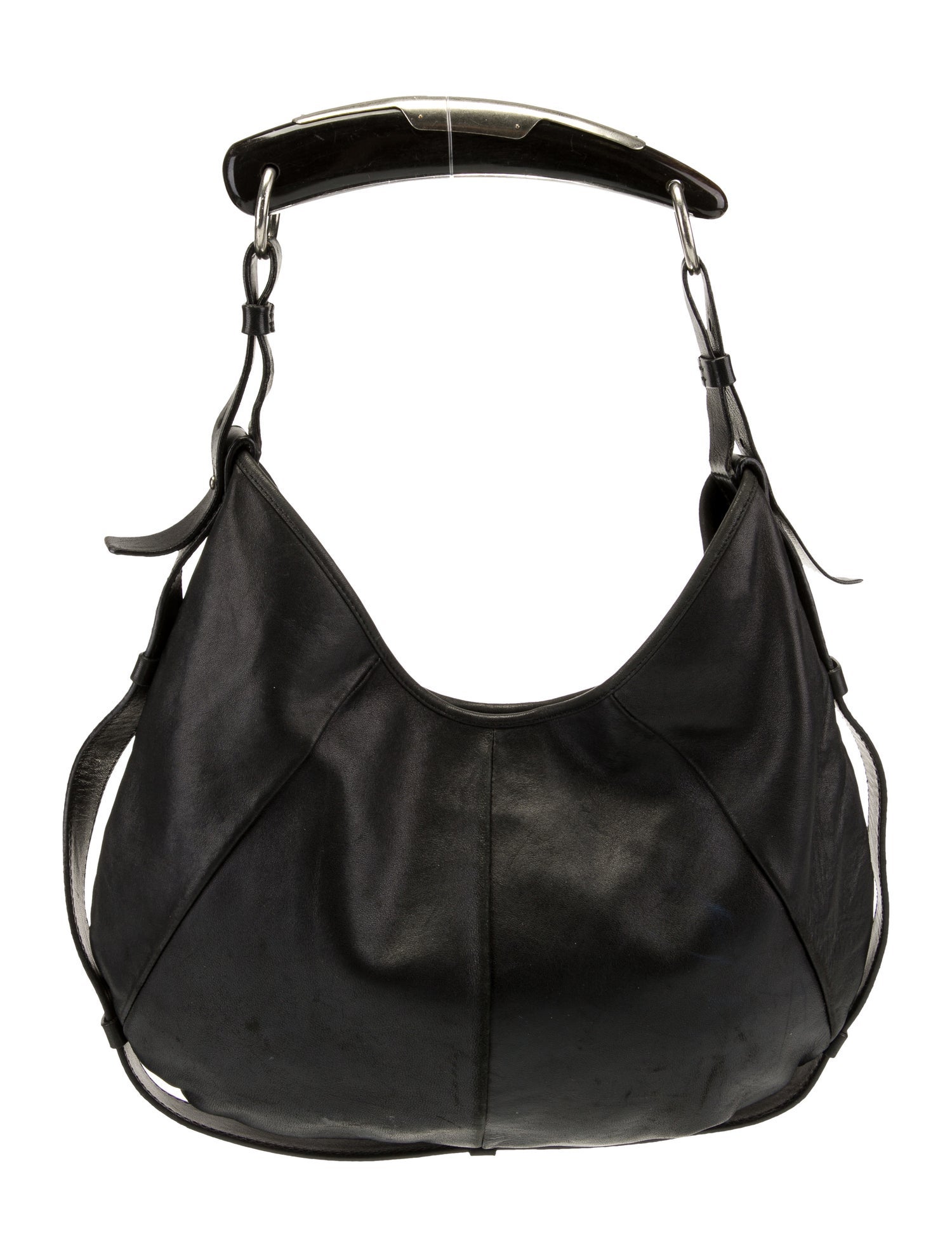 Yves Saint Laurent Rive Gauche Mombasa Horn Bag - Black Hobos