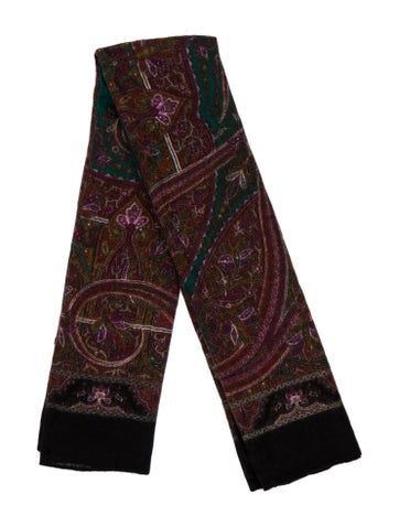 Yves Saint Laurent Scarves and Shawls Cashmere Paisley Print Scarf