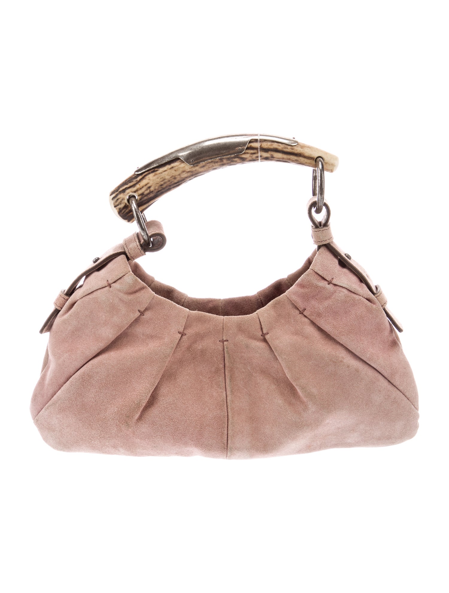 Yves Saint Laurent Rive Gauche Suede Mombasa Horn Bag - Pink
