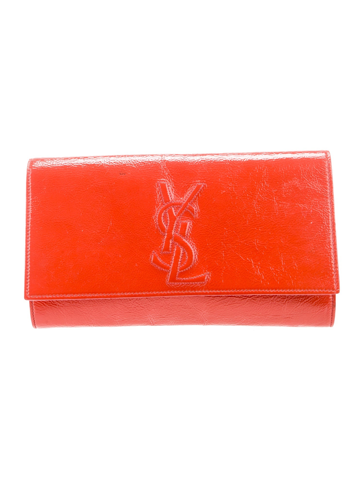 Yves Saint Laurent Patent Leather Clutch Orange Clutches, Handbags YVE228727 The RealReal