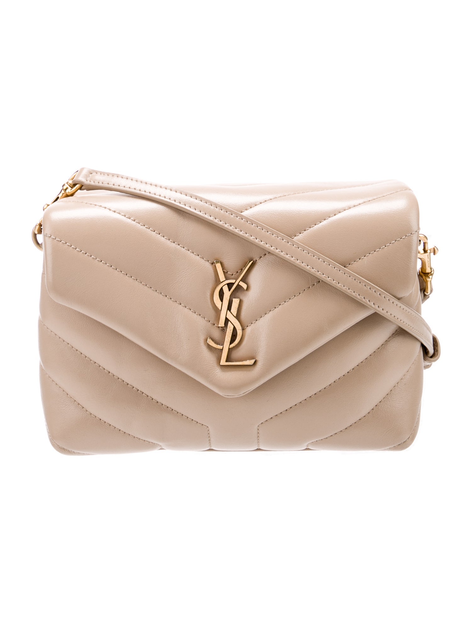 Saint Laurent Leather Lou Lou Neutrals Crossbody Bags, Handbags