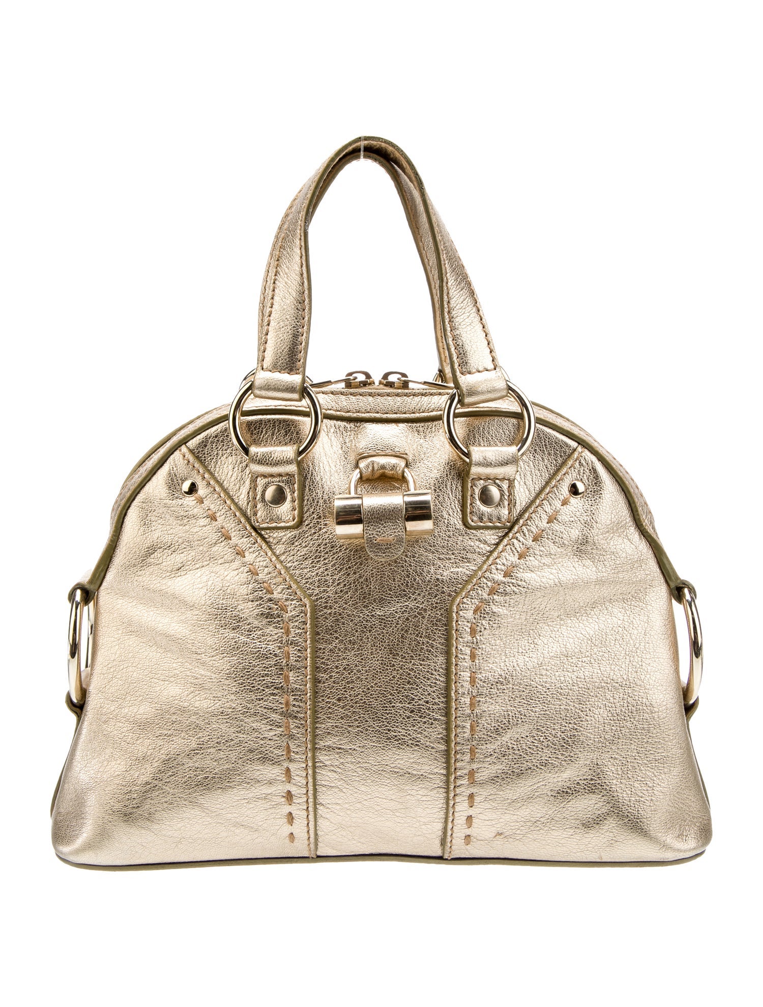 Yves Saint Laurent Leather Top Handle Bag Gold Handle Bags, Handbags