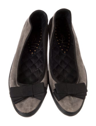 Yves Saint Laurent Velvet Floral Print Flats