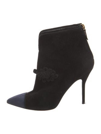 Yves Saint Laurent Suede Embroidered Accent Boots