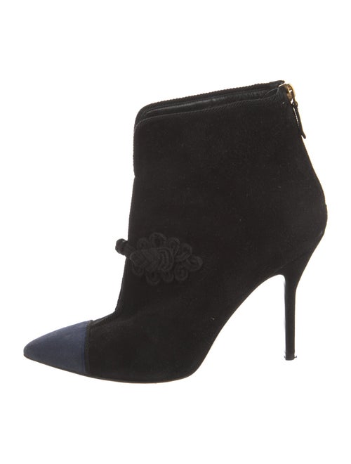 Yves Saint Laurent Suede Embroidered Accent Boots