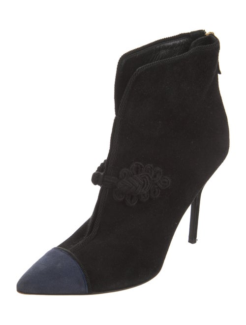 Yves Saint Laurent Suede Embroidered Accent Boots