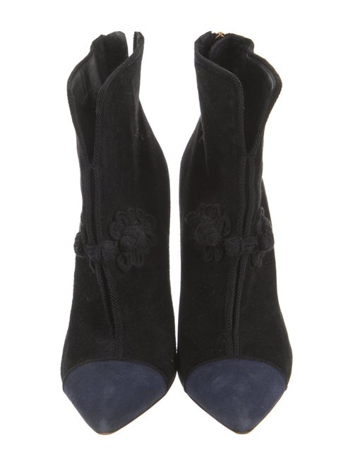 Yves Saint Laurent Suede Embroidered Accent Boots