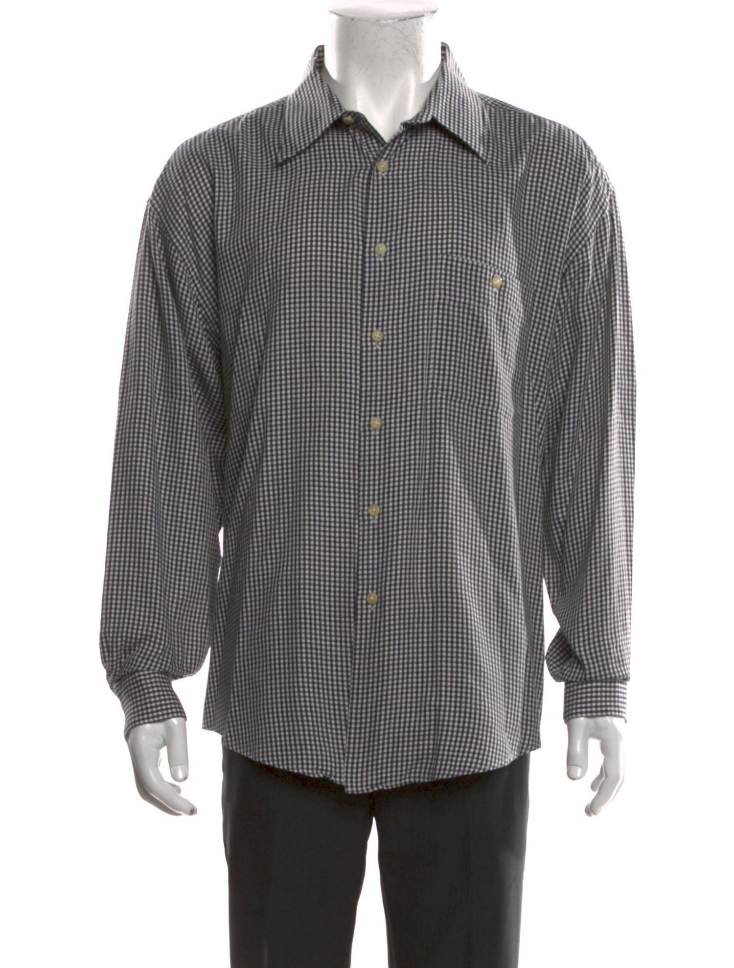 Yves Saint Laurent Plaid Print Long Sleeve Shirt