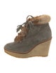 Yves Saint Laurent Suede Tassel Accents Lace-Up Boots