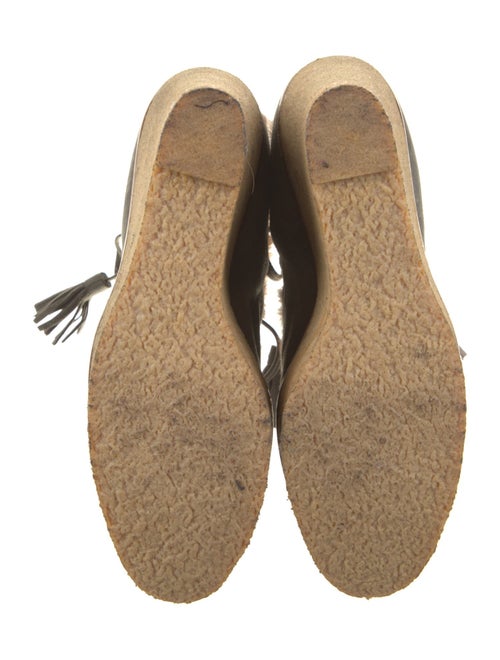 Yves Saint Laurent Suede Tassel Accents Lace-Up Boots