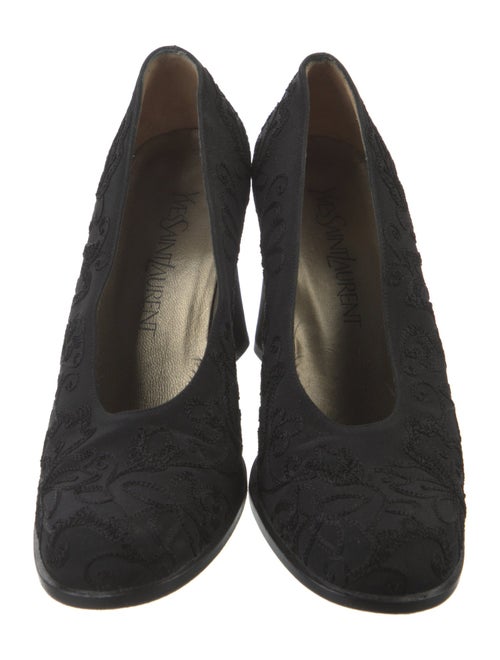 Yves Saint Laurent Canvas Embroidered Accent Pumps