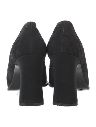 Yves Saint Laurent Canvas Embroidered Accent Pumps