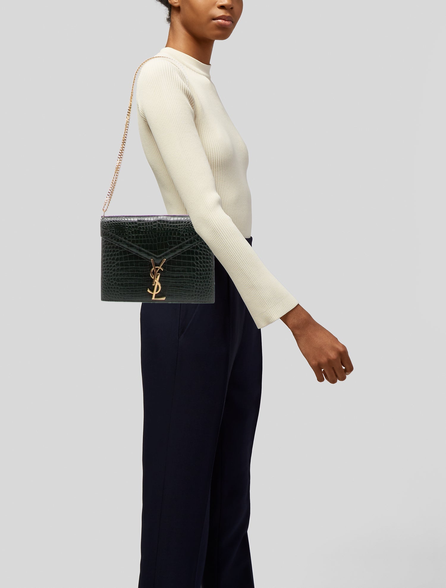 Saint Laurent Embossed Leather Cassandra Medium