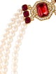 Yves Saint Laurent Faux Pearl & Crystal Multistrand Necklace