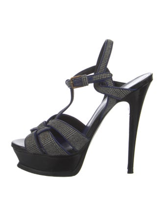 Yves Saint Laurent Canvas T-Strap Sandals