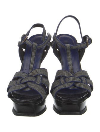 Yves Saint Laurent Canvas T-Strap Sandals