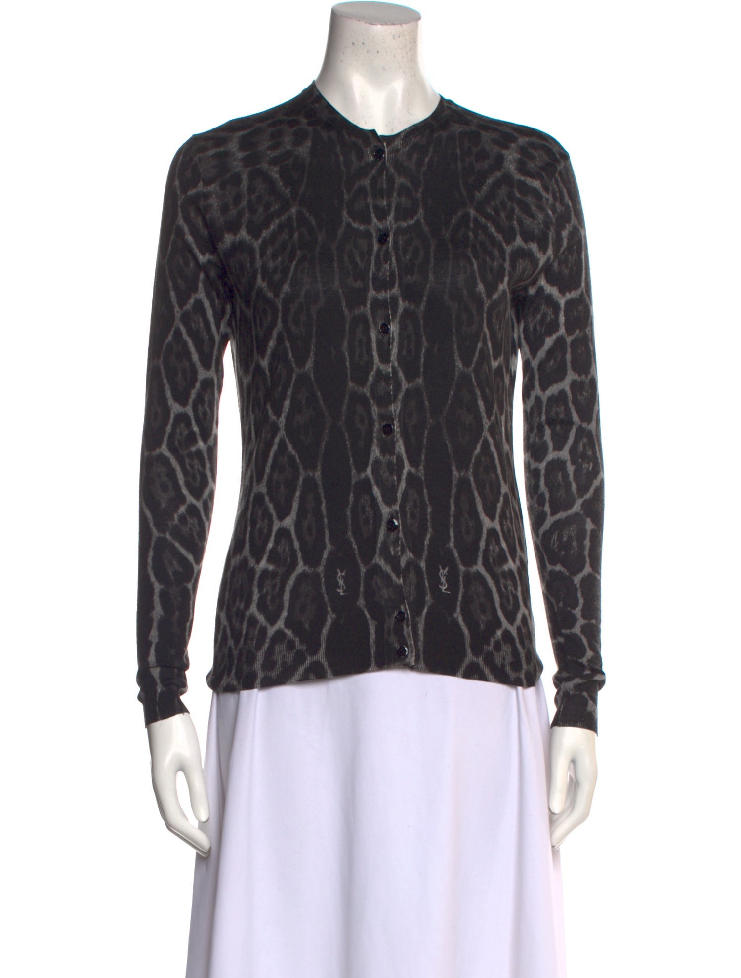 Yves Saint Laurent Virgin Wool Animal Print Sweater
