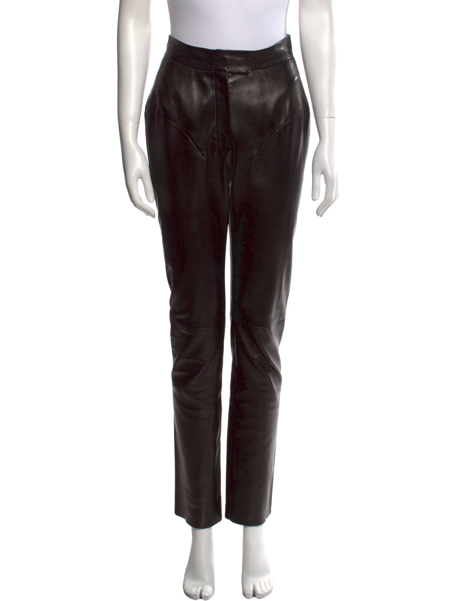Yves Saint Laurent Leather Straight Leg Pants