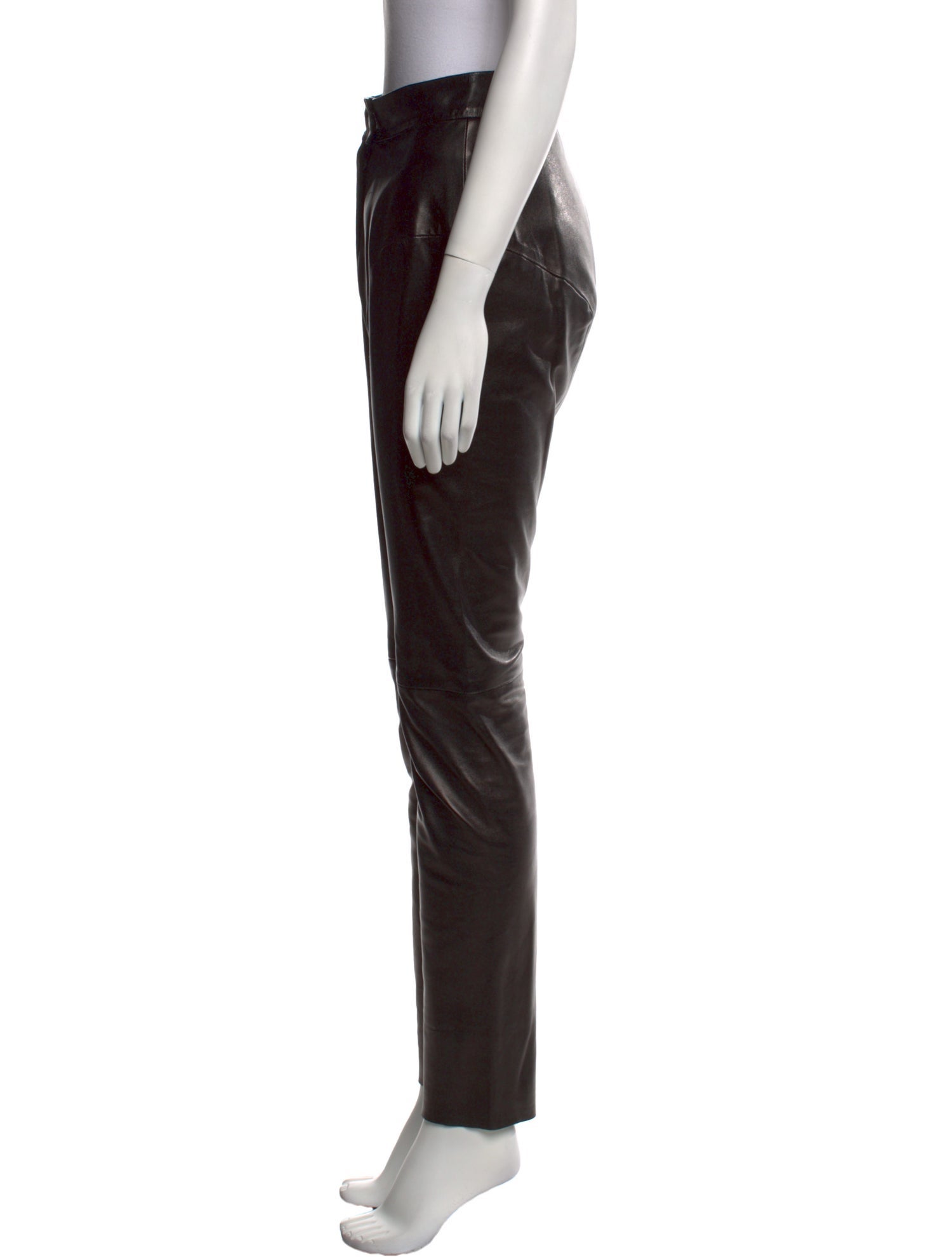 Yves Saint Laurent Leather Straight Leg Pants